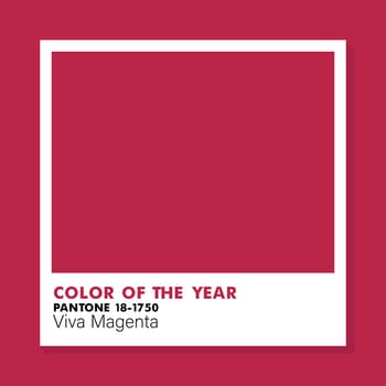 Viva Magenta 18-1750 color of the year 2023. Abstract background with square frame. The concept of the color scheme, palette and design