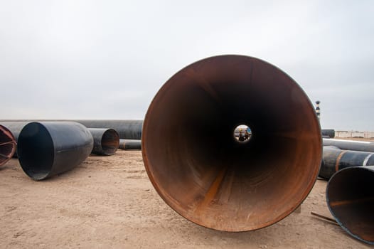 The large pipes at construction site