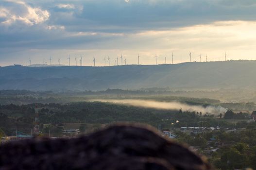 Wind turbines. Wind power generators. Alternative energy, reduce global warming. Reduce insufficient energy problems.