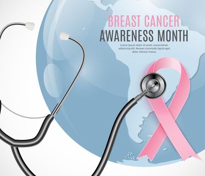 Breast Cancer Awareness Month Pink Ribbon Background Vector Illustration EPS10