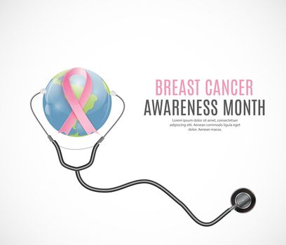 Breast Cancer Awareness Month Pink Ribbon Background Vector Illustration EPS10