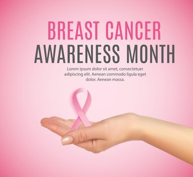 Breast Cancer Awareness Month Pink Ribbon Background Vector Illustration EPS10