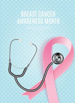 Breast Cancer Awareness Month Pink Ribbon Background Vector Illustration EPS10