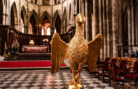 Bordeaux, France - 28 August 2022: Bordeaux Cathedral inside, Roman Catholic Saint Andrew church. Famous Bordeaux tourist sigthseen building.
