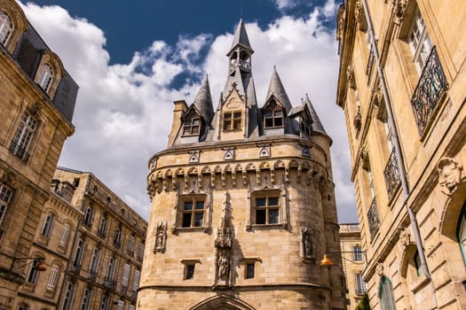 Old gate entrance to the city of Bordeaux (Porte Caihau). Beautiful sightseeing building in the center of Bordeaux, France.