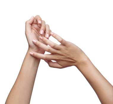 close up of a young woman hands with nail polish