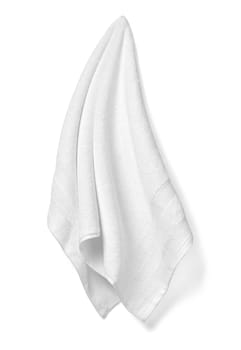 close up of a white towel bathroom on white background