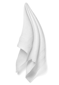 close up of a white towel bathroom on white background