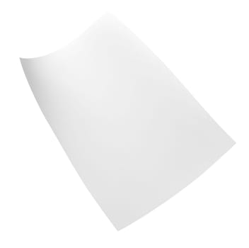 close up of flying papers on white background
