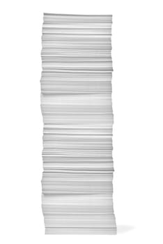 close up of a stack of paper on white background