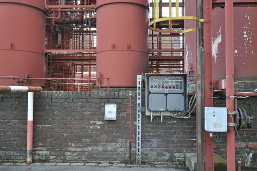Old control unit with buttons at the coking plant at the Zollverein colliery in Essen, Germany