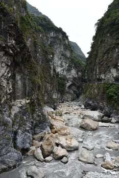 Vertical of the roadtunnel in mountainside at Tianxiang recreation area in Xiulin Township, Taiwan.