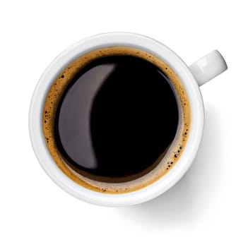 close up of a coffee cup on white background