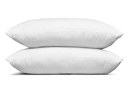 close up of a white pillow on white background