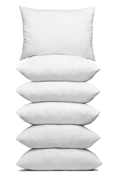 close up of a white pillow on white background