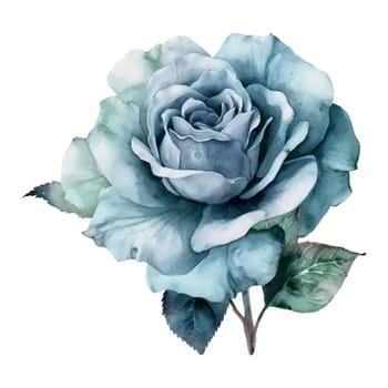 Blue Pastel Rose Flower Watercolor Illustration - Mother Watercolor Clipart. Design element for mother's day, decoration, planner sticker, sublimation and more.