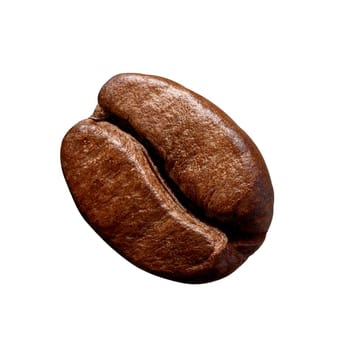 close up of a coffee bean on white background