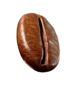 close up of a coffee bean on white background