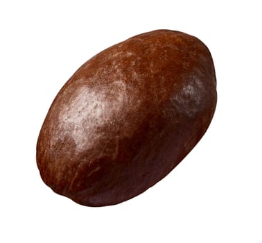 close up of a coffee bean on white background