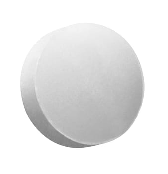 close up of a white pill on white background