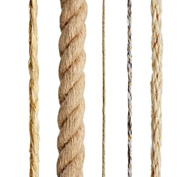 close up of a rope string on white background