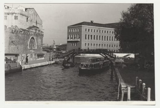 VENEZIA - VENICE, ITALY - CIRCA 1970s: Vintage photo shows the Italian town - Venice. Retro black and white photography. Circa 1970s.