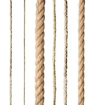 close up of a rope string on white background