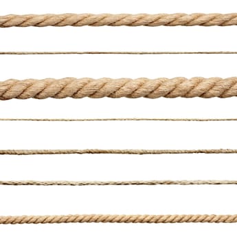 close up of a rope string on white background