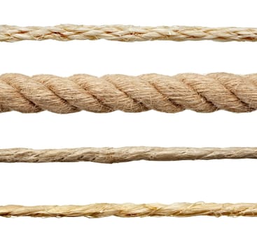 close up of a rope string on white background