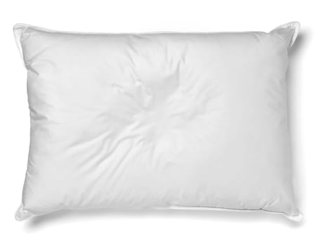 close up of a white pillow on white background