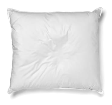 close up of a white pillow on white background