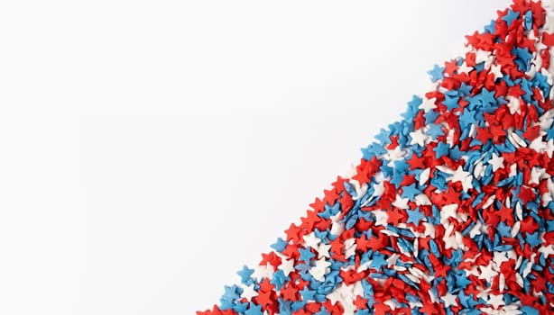 4th of July American Independence Day sprinkles decorations frame on white background, mockup