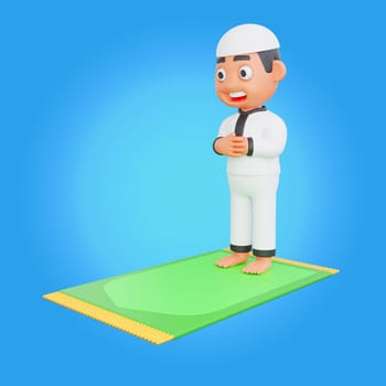 3D Rendering of a Muslim Character Performing Prayer Movements