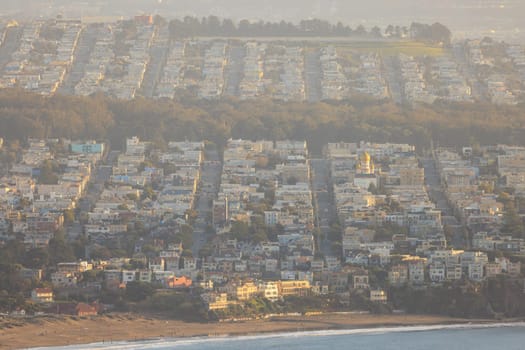 San Francisco's Richmond District Basking in the Warm Glow of Sunset. High quality photo