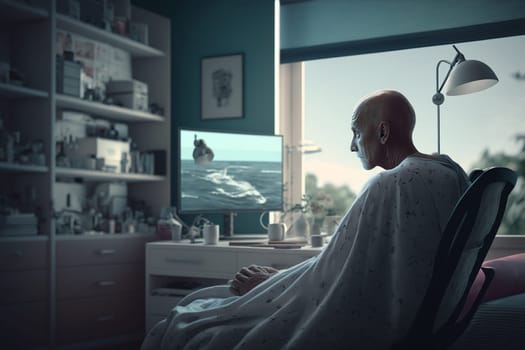 Oncology. Cancer cells. Chemotherapy. Portrait patient feels optimistic, supports sick people, volunteers. Faith in the future. Fighting to win. Treatment and recovery. .