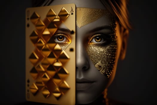 Golden Poker. Texas club poker, online casinos, playing cards, nightlife. Vegas Gambling industry, Casino market, virtual poker, chips, tokens dices tournament luxury deluxe.