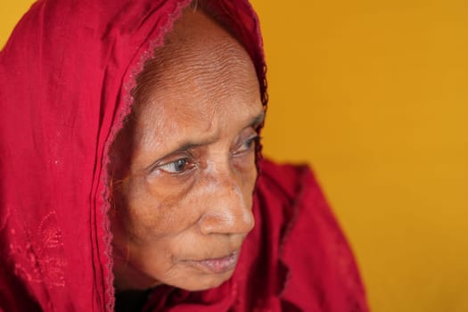 sad elderly women looking away