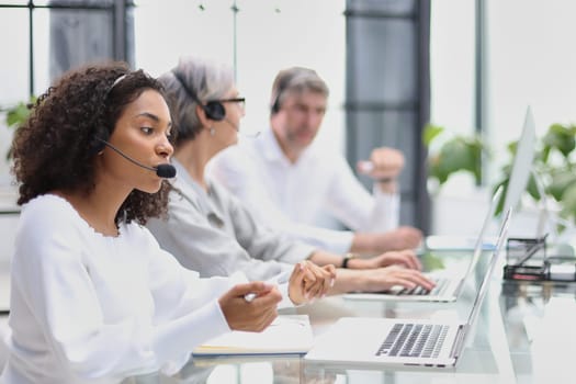 Business group working in customer and help desk office.