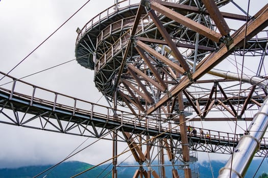 Dolni Morava Sky Walk stairs in the mountains, Czech Republic.