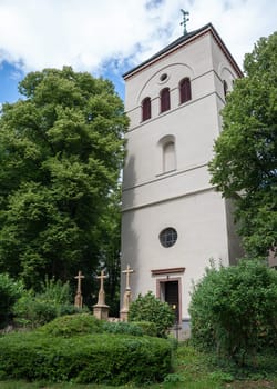 Bell tower of the parish church Saint Gereon in Merheim, Cologne, Germany