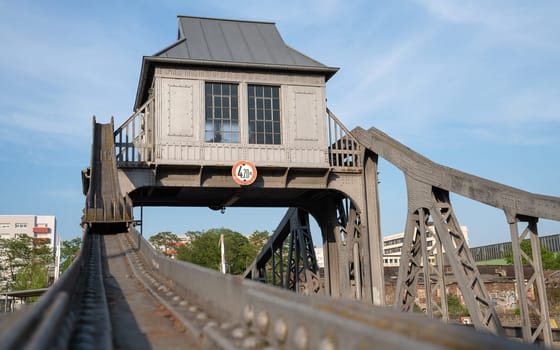 Old bridge in the harbor of Cologne, Germany, Europe