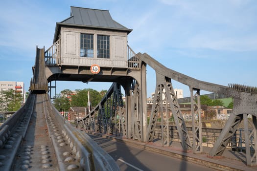 Old bridge in the harbor of Cologne, Germany, Europe