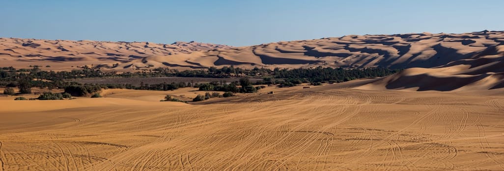 Oasis of Ubari lakes in the Libyan Sahara