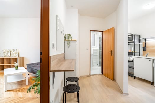 modern apartment unit, view into several rooms. High quality photo