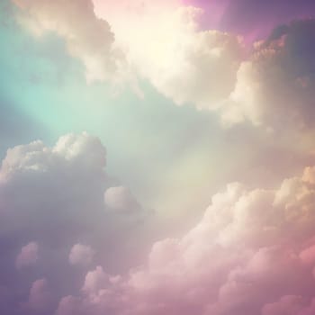 Colorful pastel colored sky clouds soft colors background, a soft cloud background with a pastel colored orange to blue gradient. fantasy dreamy element design generative AI