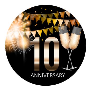 10 Anniversary emblem template design background. Vector Illustration EPS10