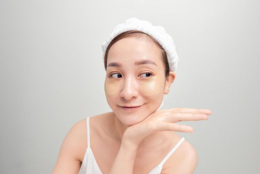 Spa skin care beauty woman wearing hair towel after beauty treatment