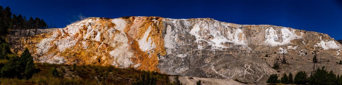 Travertine terraces at Mammoth Hot Springs, Yellowstone National Park