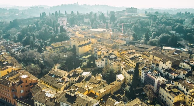 Aerial view of Florence cityscape and old italian style buildings. High quality photo