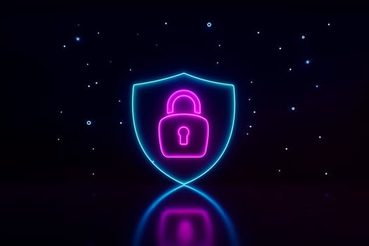 Cybersecurity Assessment icon neon sign on cyberspace background. 3d illustration.